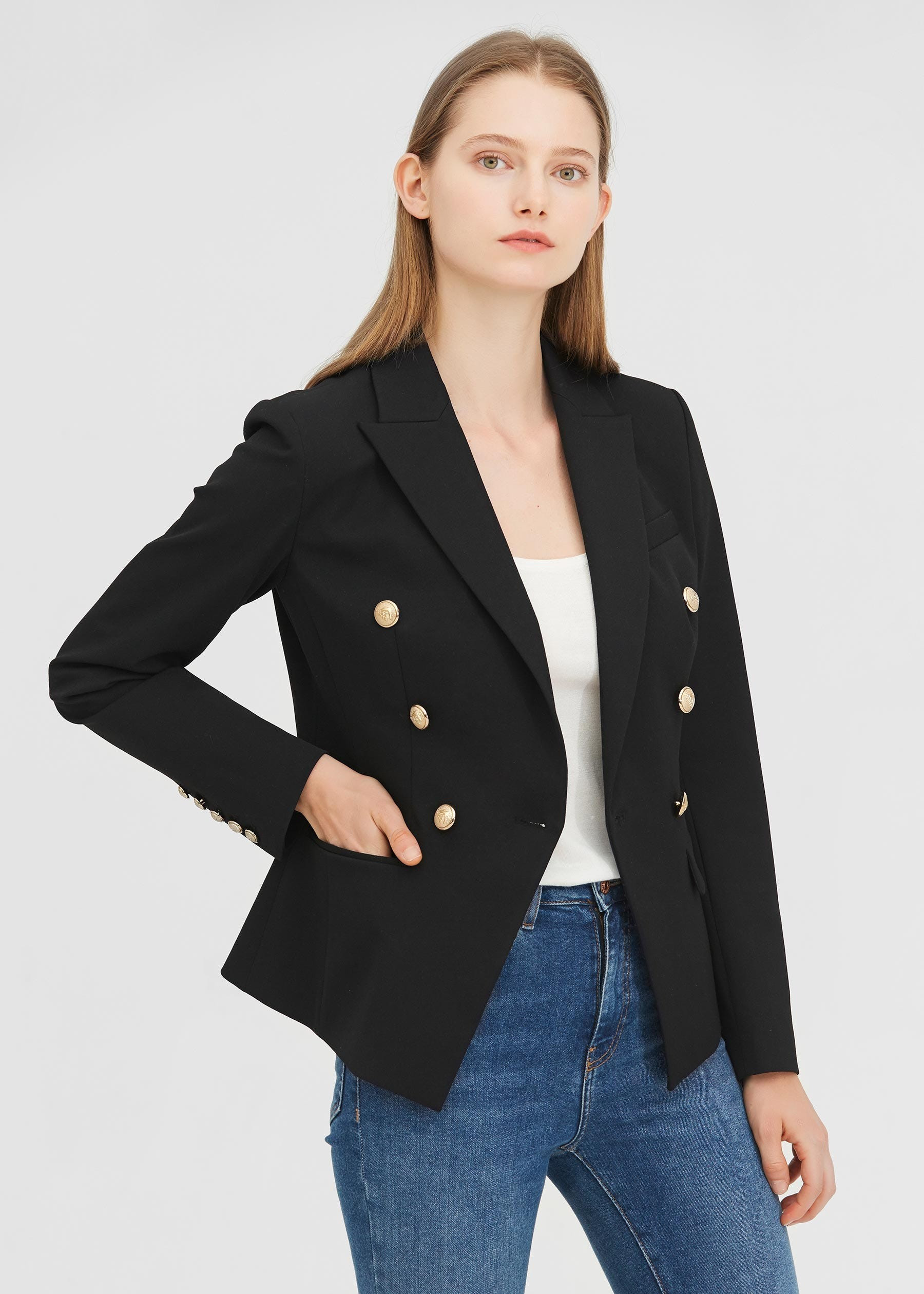 Classic Double Breasted Slim Blazer | LilySilk