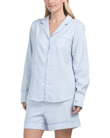 2pc Cotton La Mer Long Sleeve Short Set | TJ Maxx