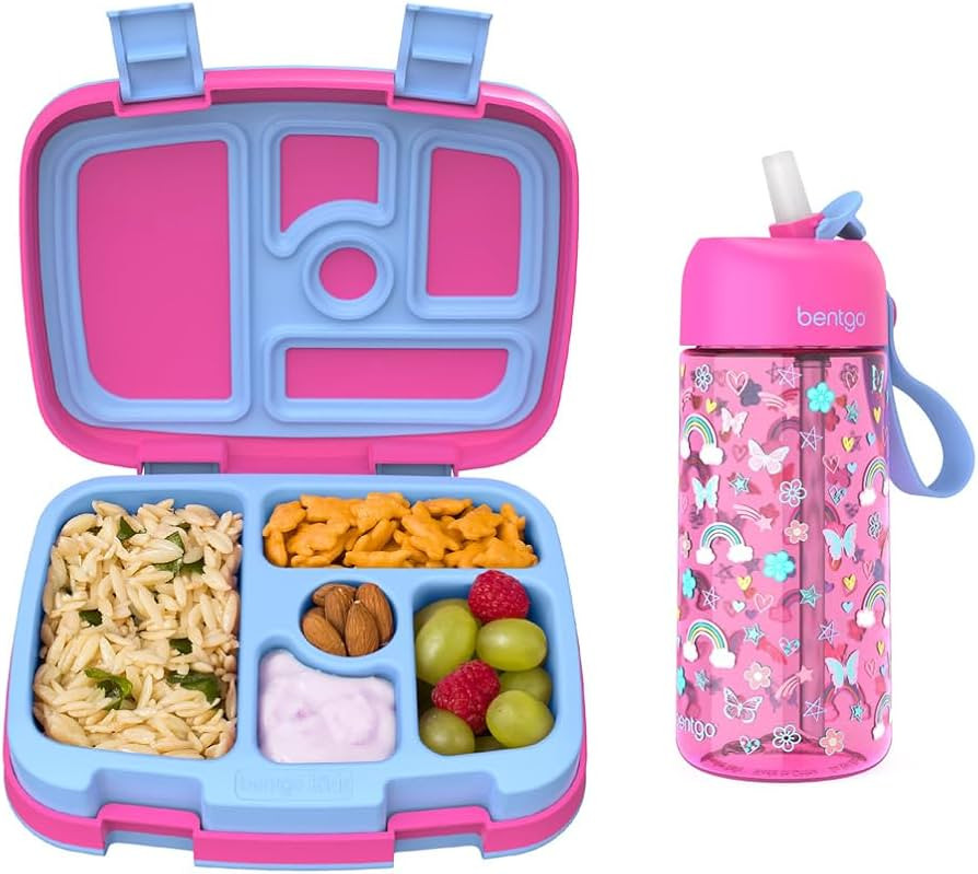 Bentgo Kids Prints Lunch Box Kids Water Bottle - New & Improved 2023 (Rainbows and Butterflies) | Amazon (US)