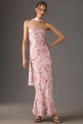 BHLDN Nesta Strapless Scarf Satin Slip Dress | Anthropologie (US)