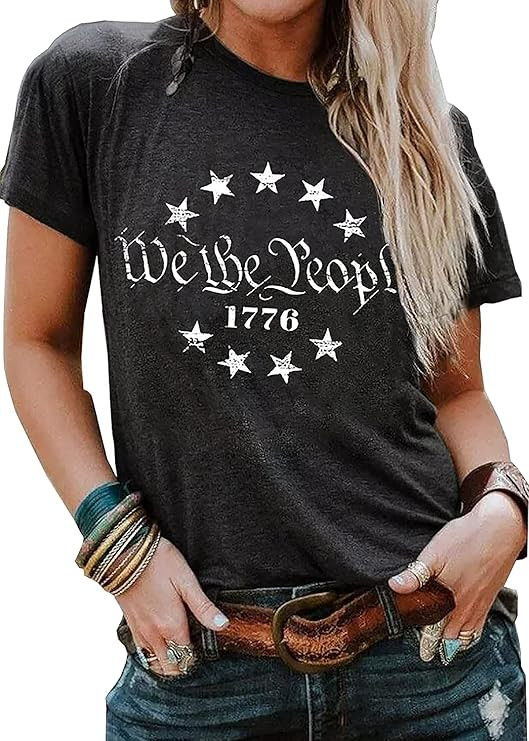 Womens American Flag Shirt Short Sleeve USA 4th of July Flag Tops Loose Patriotic Novelty T-Shirt... | Amazon (US)