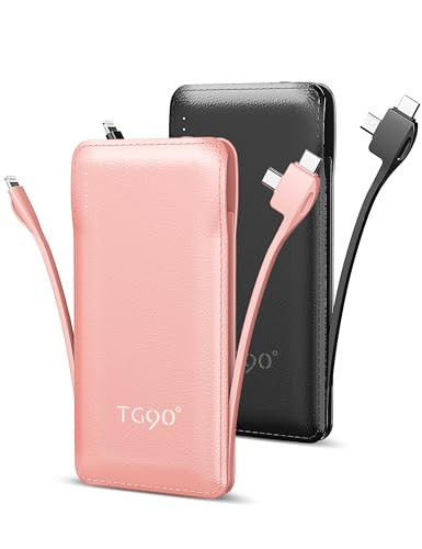 TG90° 2 Pack 10000mAh Portable Charger Slim Power Bank with Built in Cables,Travel Charger Cell Phone External Battery Pack,4 Output External Battery Pack Compatible with iPhone and Android Devices | Amazon (US)