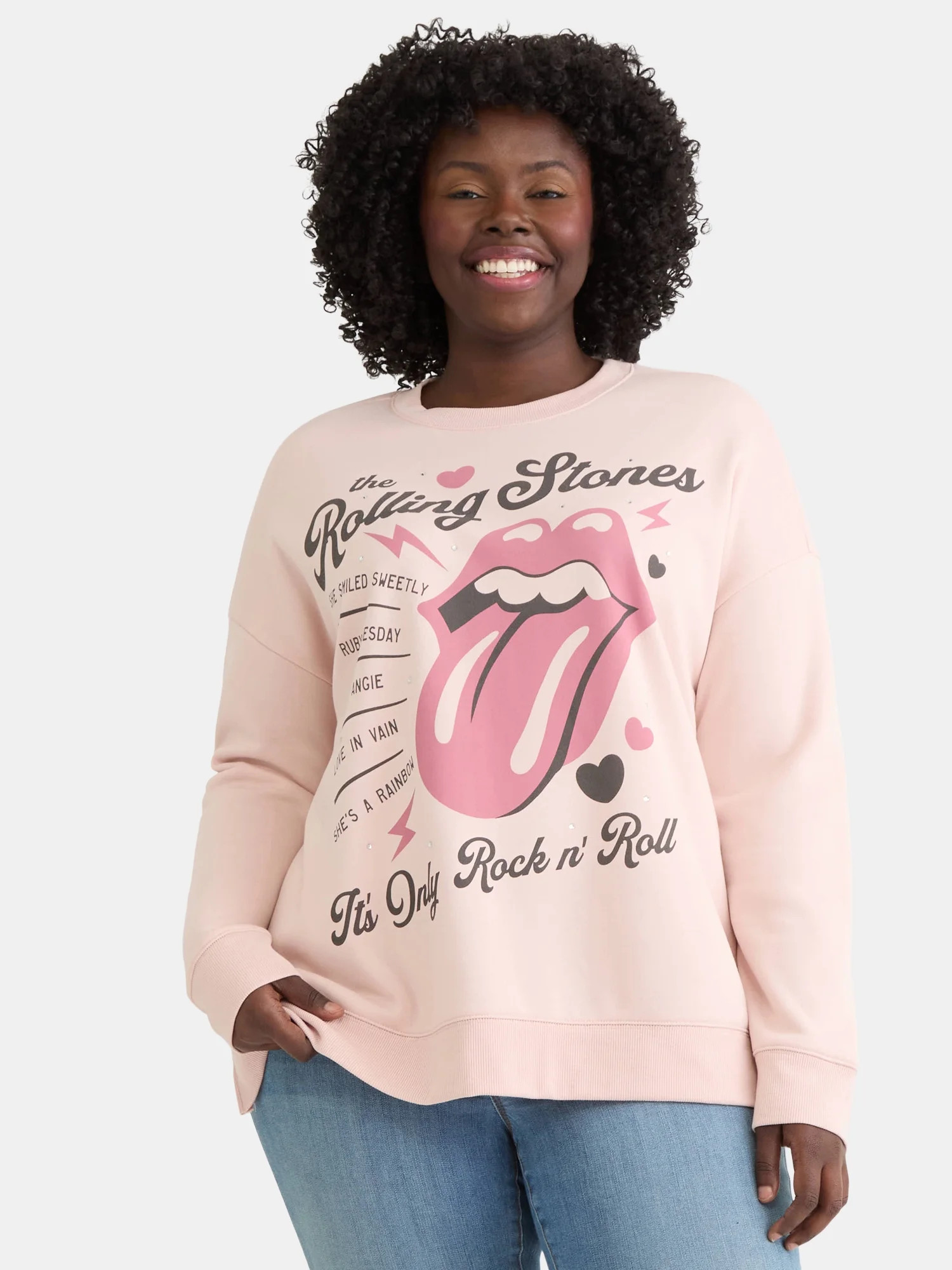 Terra & Sky Women's Plus Rolling Stones Graphic Sweatshirt, Sizes 0X-5X | Walmart (US)
