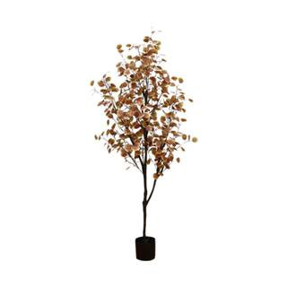 5.9 ft. Artificial Fall Eucalyptus Tree, Tree Fake Plant In Pot, Realistic Fall Leaf Autumn Leave... | The Home Depot