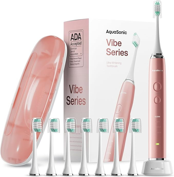 Aquasonic Vibe Series Ultra-Whitening Toothbrush – ADA Accepted Electric Toothbrush - 8 Brush H... | Amazon (US)