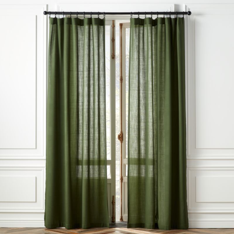 Modern Lightweight Wool Deep Green Curtain Panel 48" x 84" + Reviews | CB2 | CB2