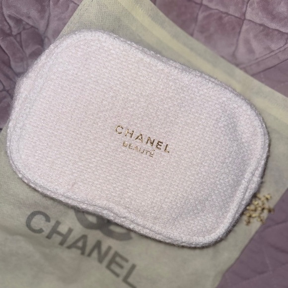 Chanel beauty GWP  Gold and Cream Textured Pouch | Poshmark