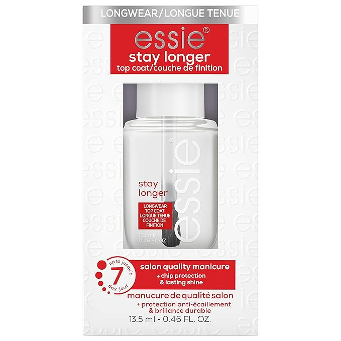essie Nail Care, Salon-Quality Longwear Top Coat, 8-Free Vegan, Stay Longer, 0.46 fl oz | Amazon (US)