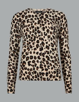 Pure Cashmere Animal Print Cardigan | Marks & Spencer (UK)