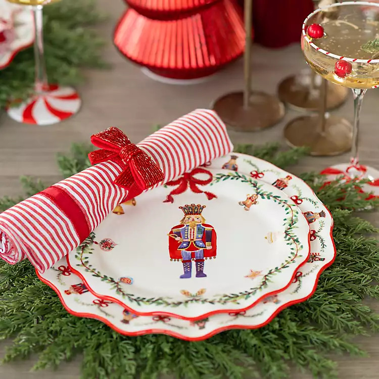 New! Holly Nutcracker Wavy Salad Plates, Set of 4 | Kirklands