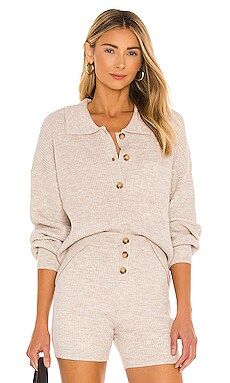 Song of Style Amanda Oversized Knit Polo in Oatmeal from Revolve.com | Revolve Clothing (Global)