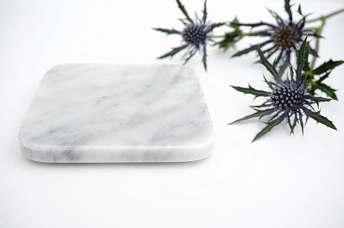 Coasters For Drinks Absorbent Set of 6 Coaster White Square Marble Coasters For Drinks Marble Dec... | Amazon (US)