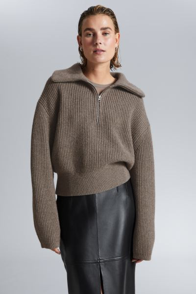 Half-Zip Knit Jumper - Mole - Ladies | H&M GB | H&M (UK, MY, IN, SG, PH, TW, HK)