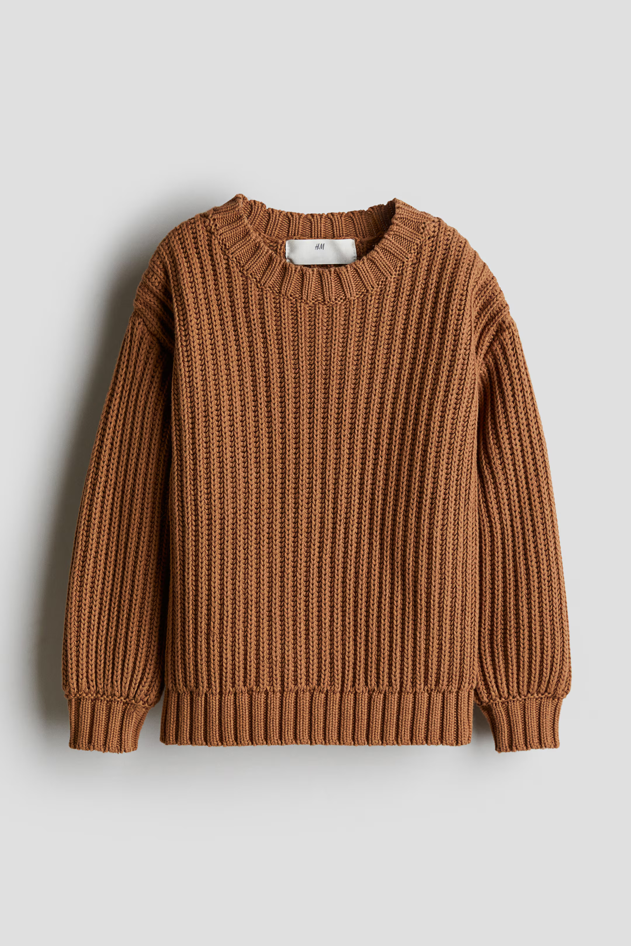 Fringe-Trimmed Rib-Knit Sweater - Brown - Kids | H&M US | H&M (US + CA)
