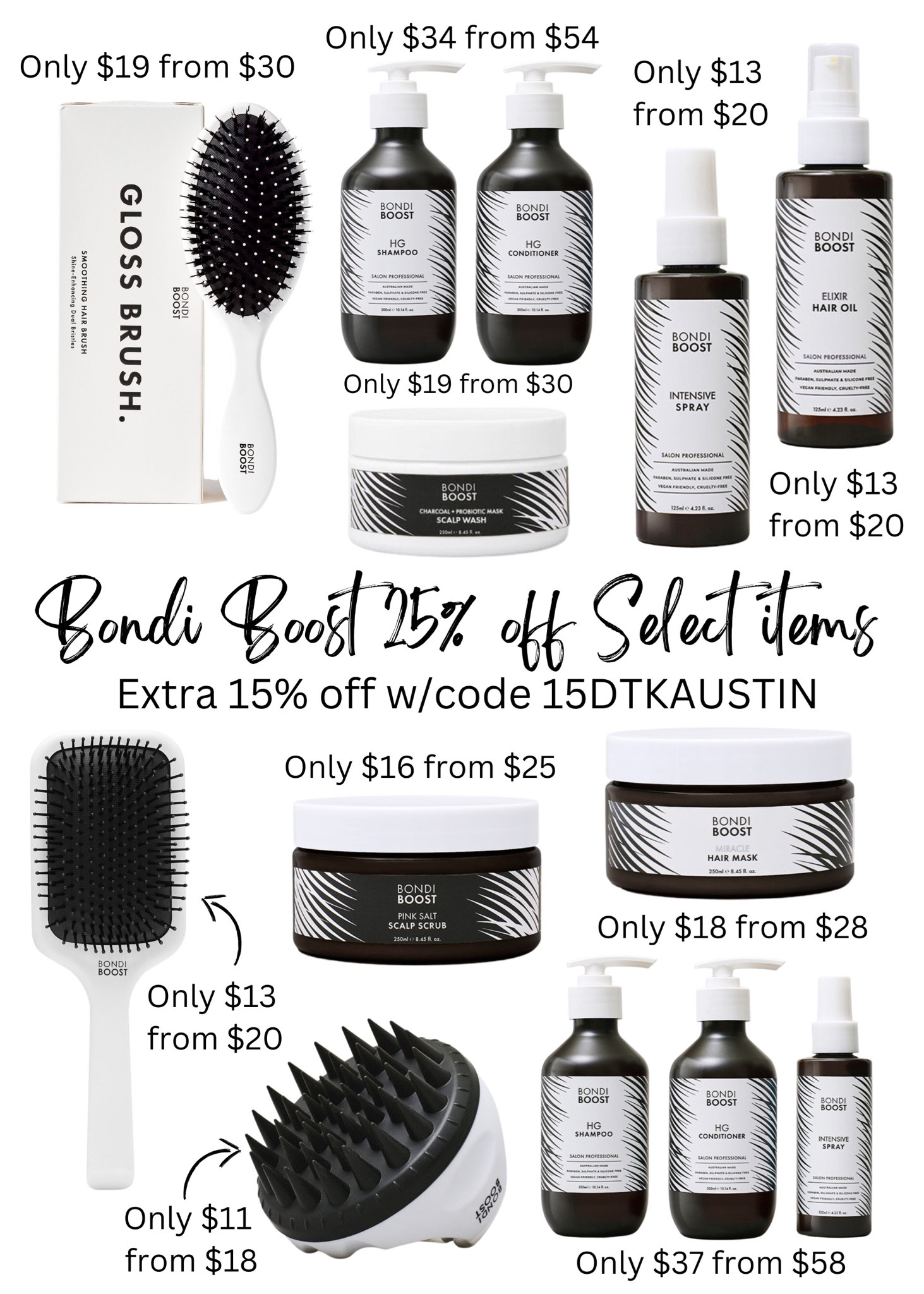 Bondi Boost 25% off all scalp care products which includes my fave hair growth shampoo and conditioner! Take an additional 15% off sale prices with code 15DTKAUSTIN.
Sale ends 7/24!

Hair care, hair growth products 

#LTKbeauty #LTKsalealert #LTKunder50