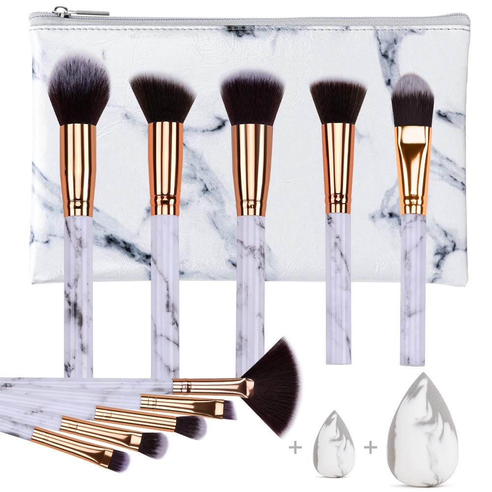 HEYMKGO Makeup Brushes Professional Marble Makeup Brush Set, Soft and Odor-free Natural Synthetic... | Amazon (US)