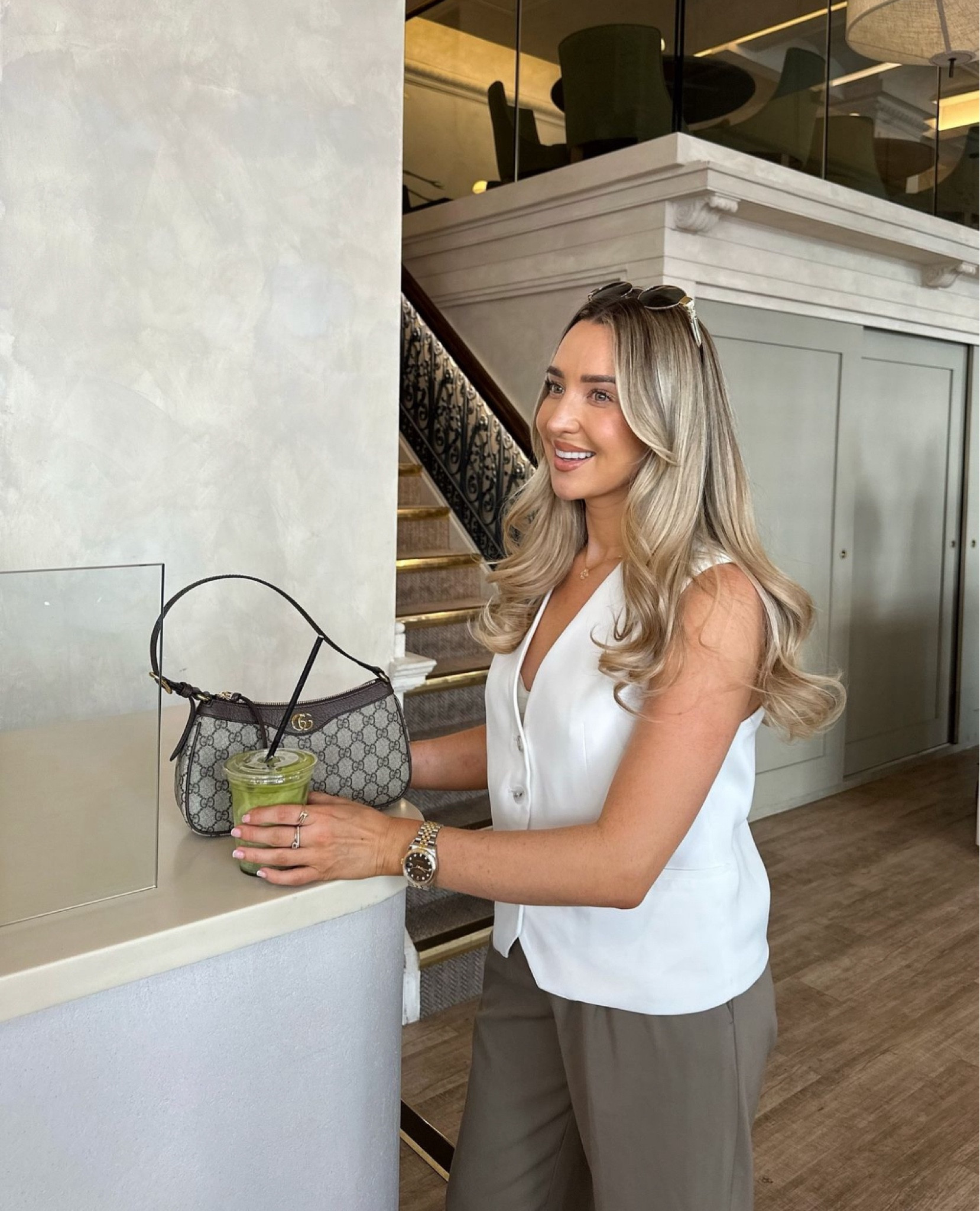 Matcha o’clock 🍵 this weather in London is so unpredictable at the moment, but I can always rely on a classic white waistcoat and tailored trousers combo to give city chic 🤍 

#LTKsummer #LTKSummerSale #LTKluxury