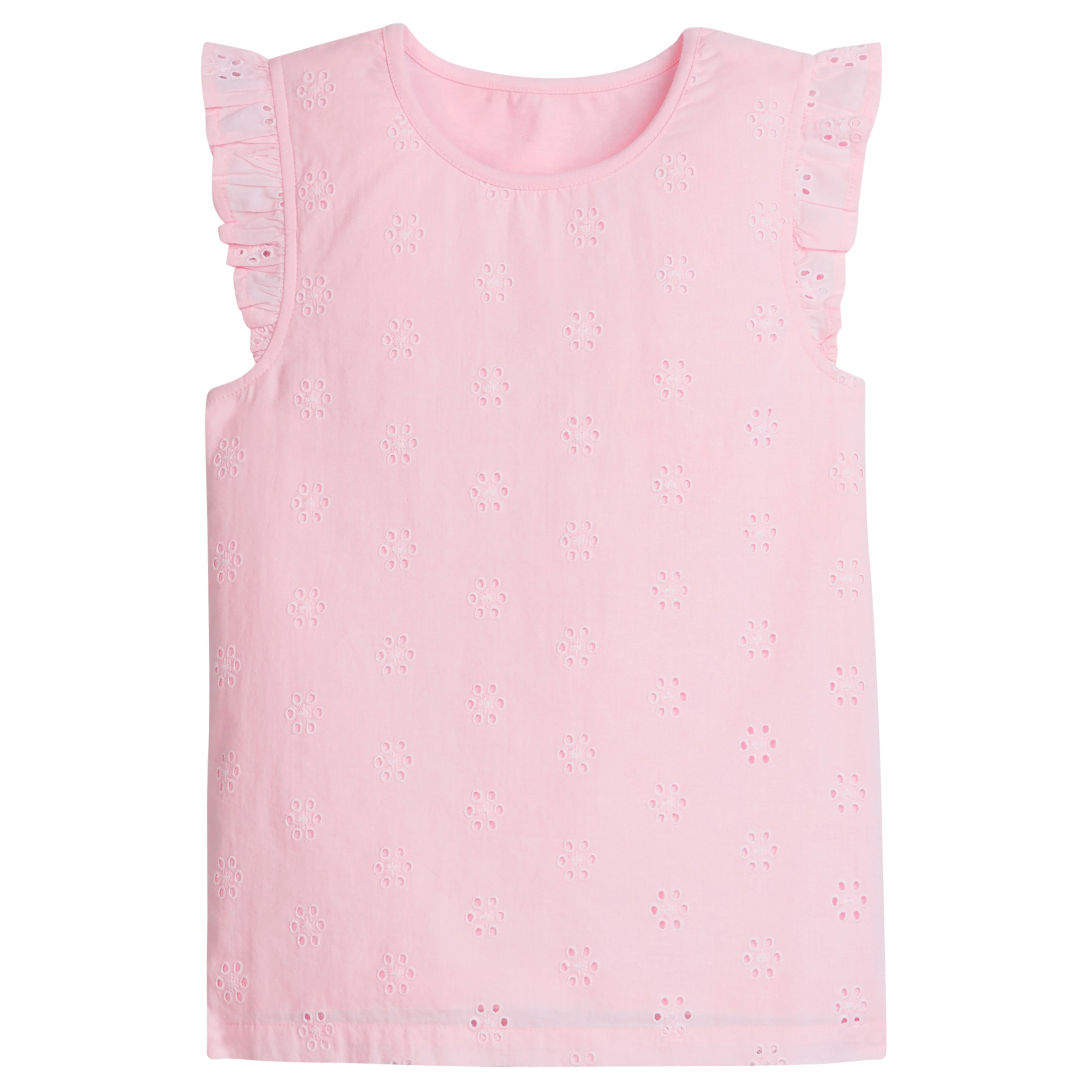 Girl's Eyelet Tank Top - Pink Knit Shirt | Little English