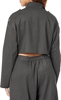 The Drop Women's Dark Heather Grey Cropped Mock Neck Jacket by @bhampton | Amazon (US)