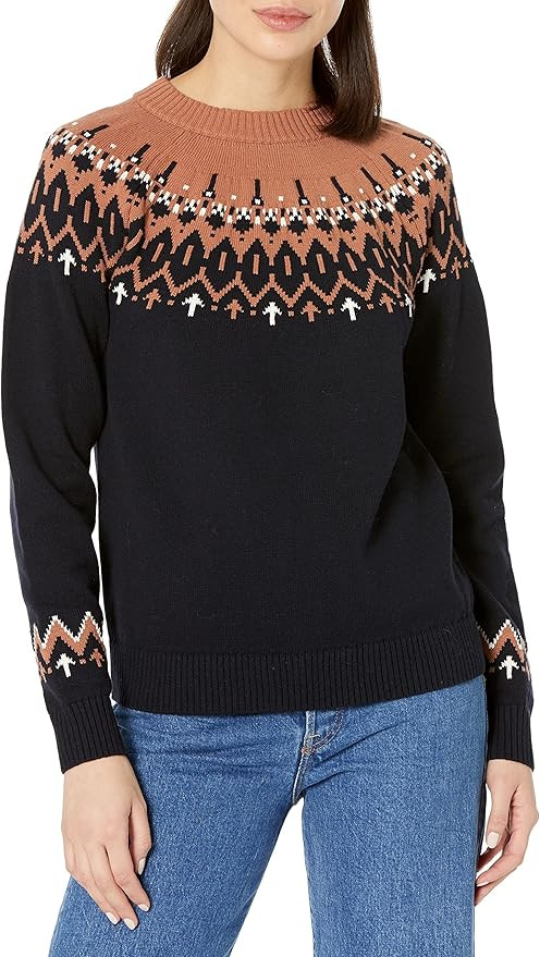 Cable Stitch Women's Fair Isle Sweater – Classic Vintage Jacquard Long Sleeve Crewneck Pullover... | Amazon (US)