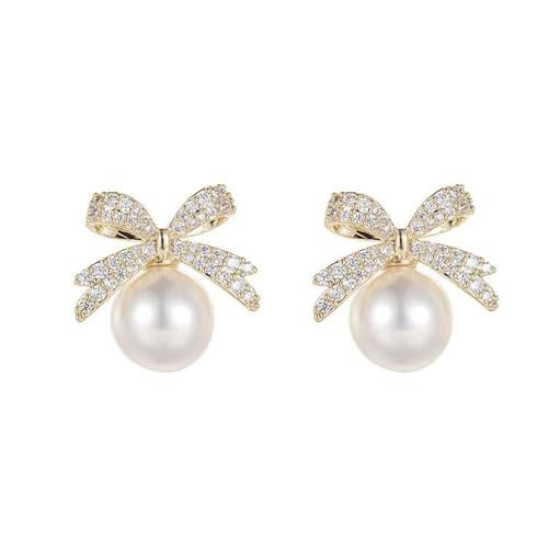 Pearl Bow Earrings for Women Rhinestone Bow Stud Earrings Bowknot Earrings Jewelry | Amazon (US)