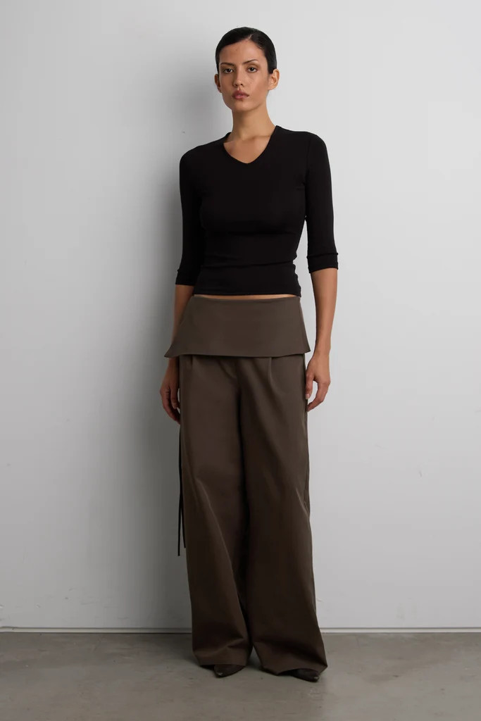 WIDE LEG PANT WITH FOLDOVER WAIST | OAK + FORT