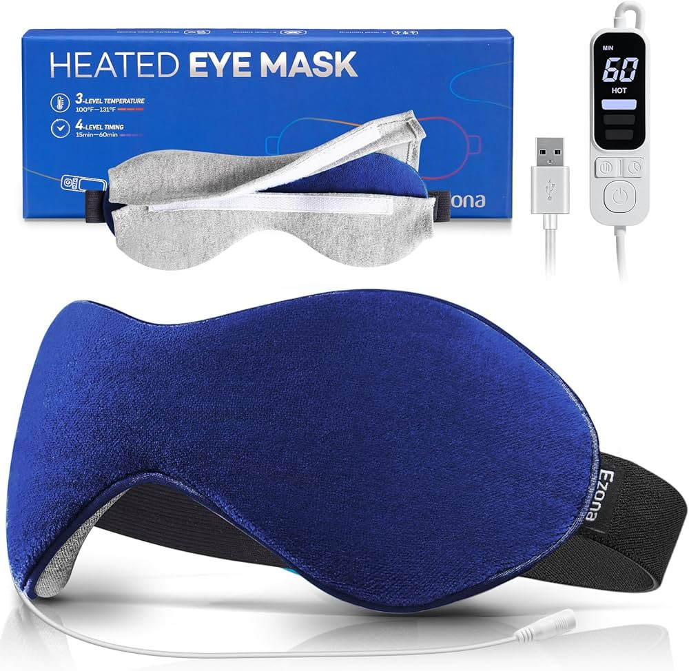 Ezona Heated Eye Mask, Warm Eye Compress Mask for Dry Eyes, USB Electric Eye Heating Pad with Tem... | Amazon (US)