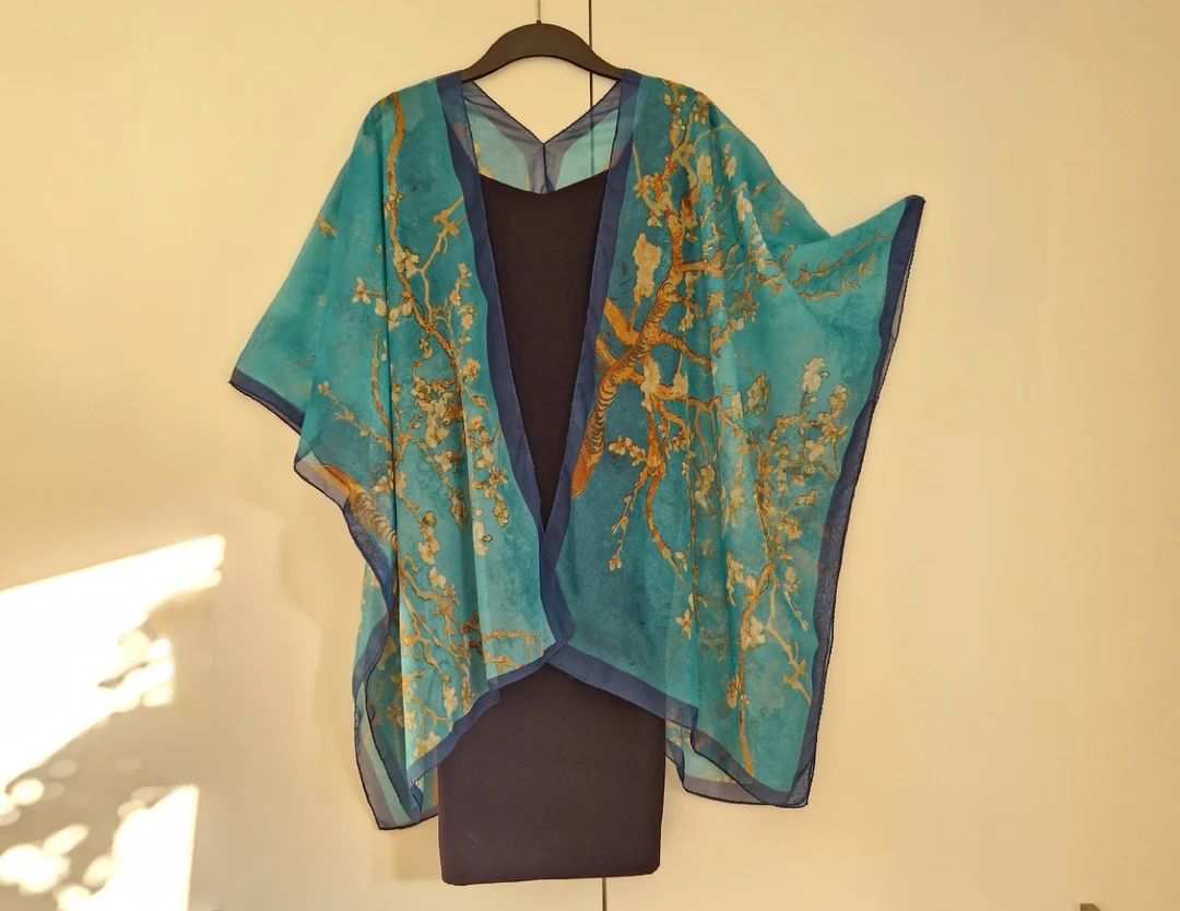 Turquoise Floral Kimono Cardigan, Kaftan Caftan, Overdress, Free Size, Kimono Jacket LIMITED EDIT... | Etsy (UK)