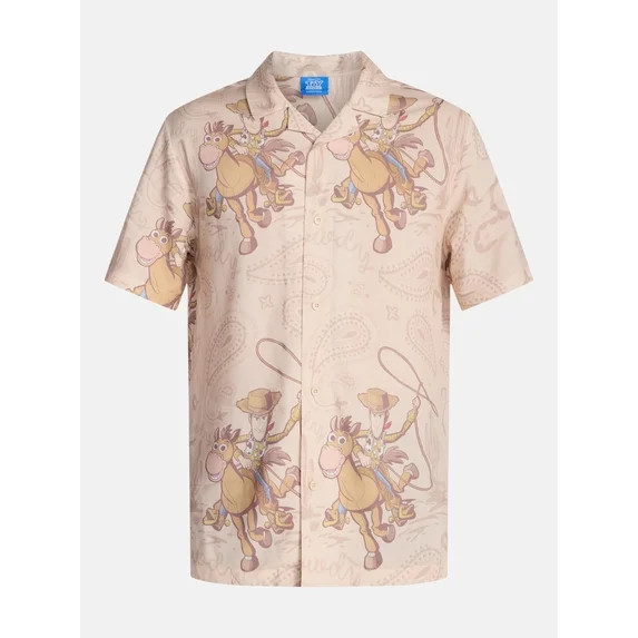 Toy Story Men's and Big Men's Graphic Rayon Button Up Shirt, Sizes XS-5XL | Walmart (US)