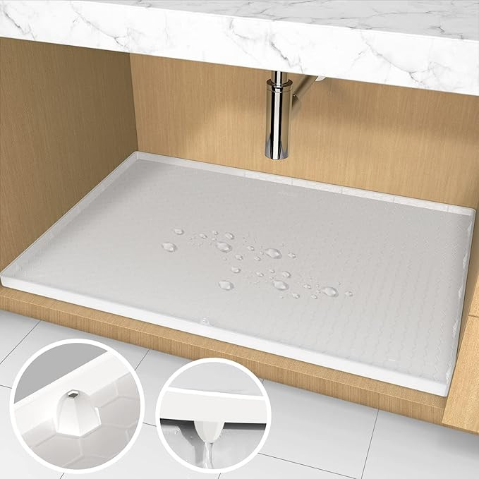 AECHY Under Sink Mat, 34" x 22" Silicone Under Sink Liner, Under Kitchen Sink Mat with Unique Dra... | Amazon (US)