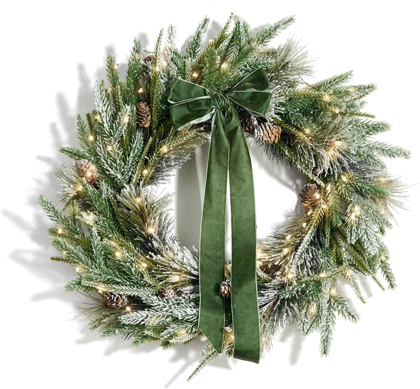 LampLust Cypress Christmas Wreath with Lights, 22 Inch Wreath with 100 Battery Operated LED Light... | Amazon (US)