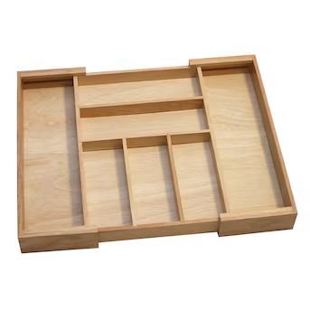 Style Selections 18.125-in x 13.125-in Brown Bamboo Wood Expandable Drawer Organizer | Lowe's
