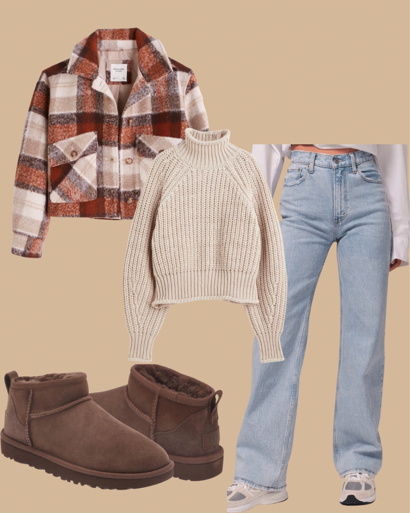 Fall staples, Abercrombie fall outfit, fall style, Abercrombie jeans, Abercrombie sale, winter coat, fall jacket, plaid jacket, flannel, tan sweater, turtleneck, light wash jeans, dark brown uggs, ultra mini uggs, beige sweater, ugg outfit

#LTKSeasonal #LTKHalloween #LTKHoliday