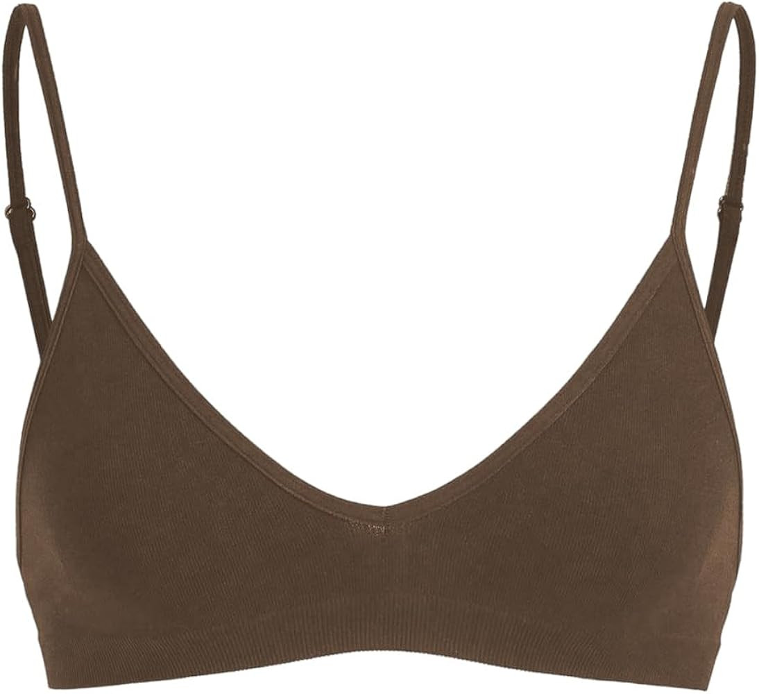 SweatyRocks Women's Triangle Bralette Plunge Bra V Neck Wireless No Padded Soft Comfortable Every... | Amazon (US)