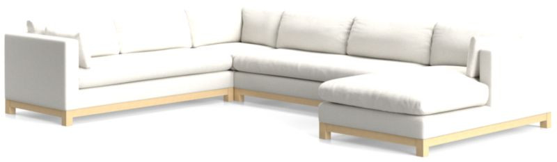 Pacific Wood Bench Seat 4-Piece L-Shaped Sectional Sofa with Chaise + Reviews | Crate & Barrel | Crate & Barrel