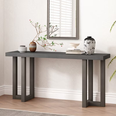 Modern Gray Console Table with Sturdy Wood Legs, Entryway Table, Farmhouse Sofa Table for Hallway, Living Room, or Home Office - Panipeachy | Target