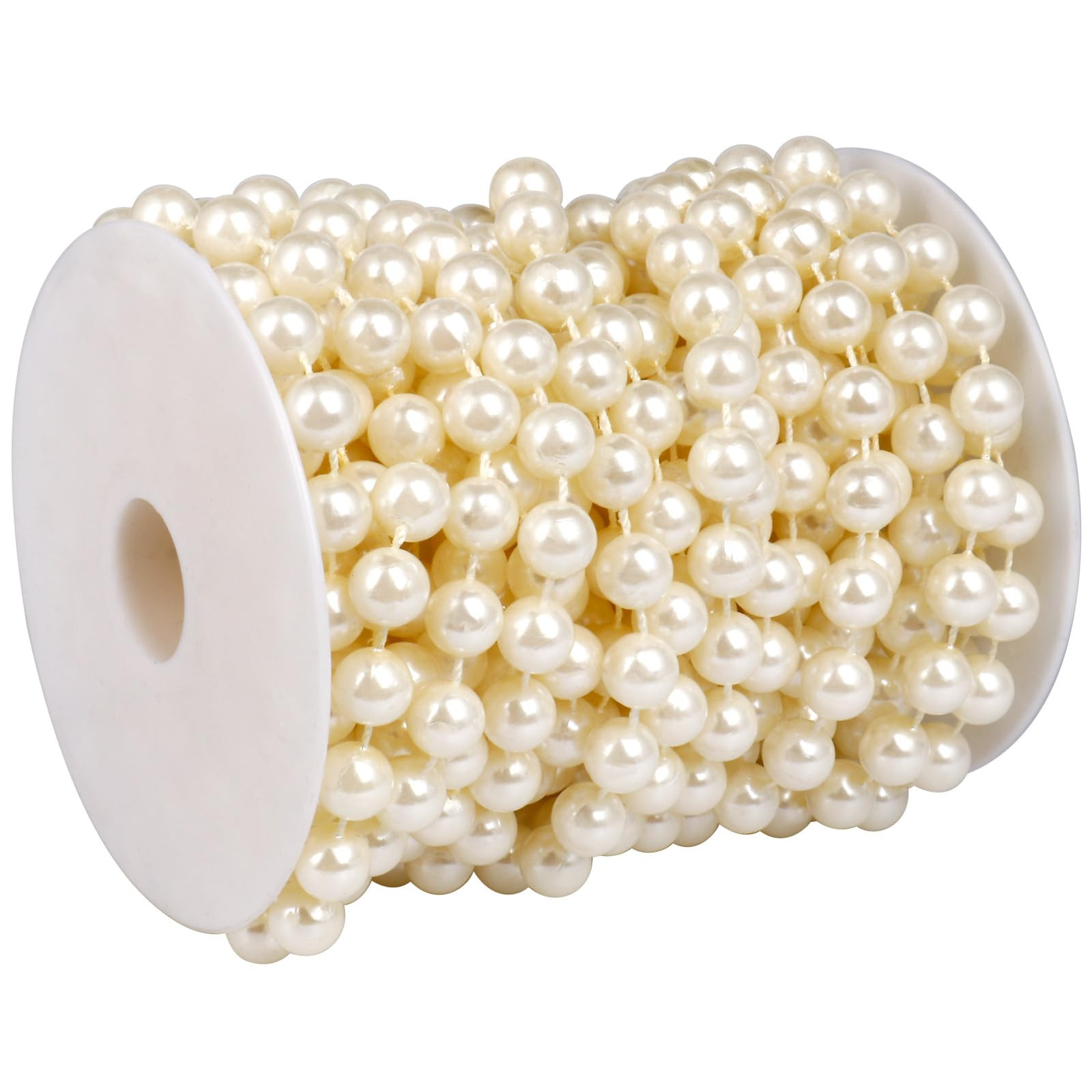 29.5 FT Pearl Beads Garland for Decoration, 10MM Ivory Craft Pearl Beads String Roll Spool for DI... | Amazon (US)