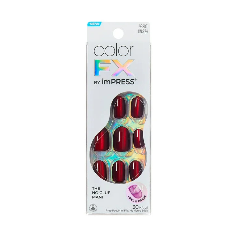 KISS imPRESS Color FX  Short Oval Press-on Nails, Red, 30 Pieces | Walmart (US)