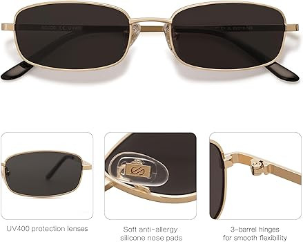 SOJOS Trendy Rectangle Sunglasses Womens Mens, Retro 80s 90s Y2k Chic Narrow Thin Skinny Sunnies ... | Amazon (US)