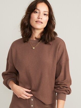 Long-Sleeve Waffle-Knit Pajama Top for Women | Old Navy (US)
