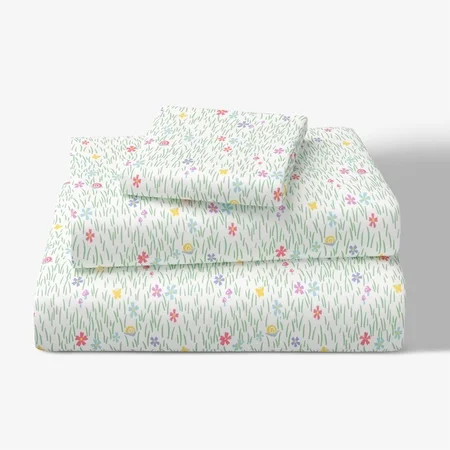 Mainstays Kids Microfiber Bed Sheet Set, Twin, Meadow, 3 Pieces | Walmart (US)