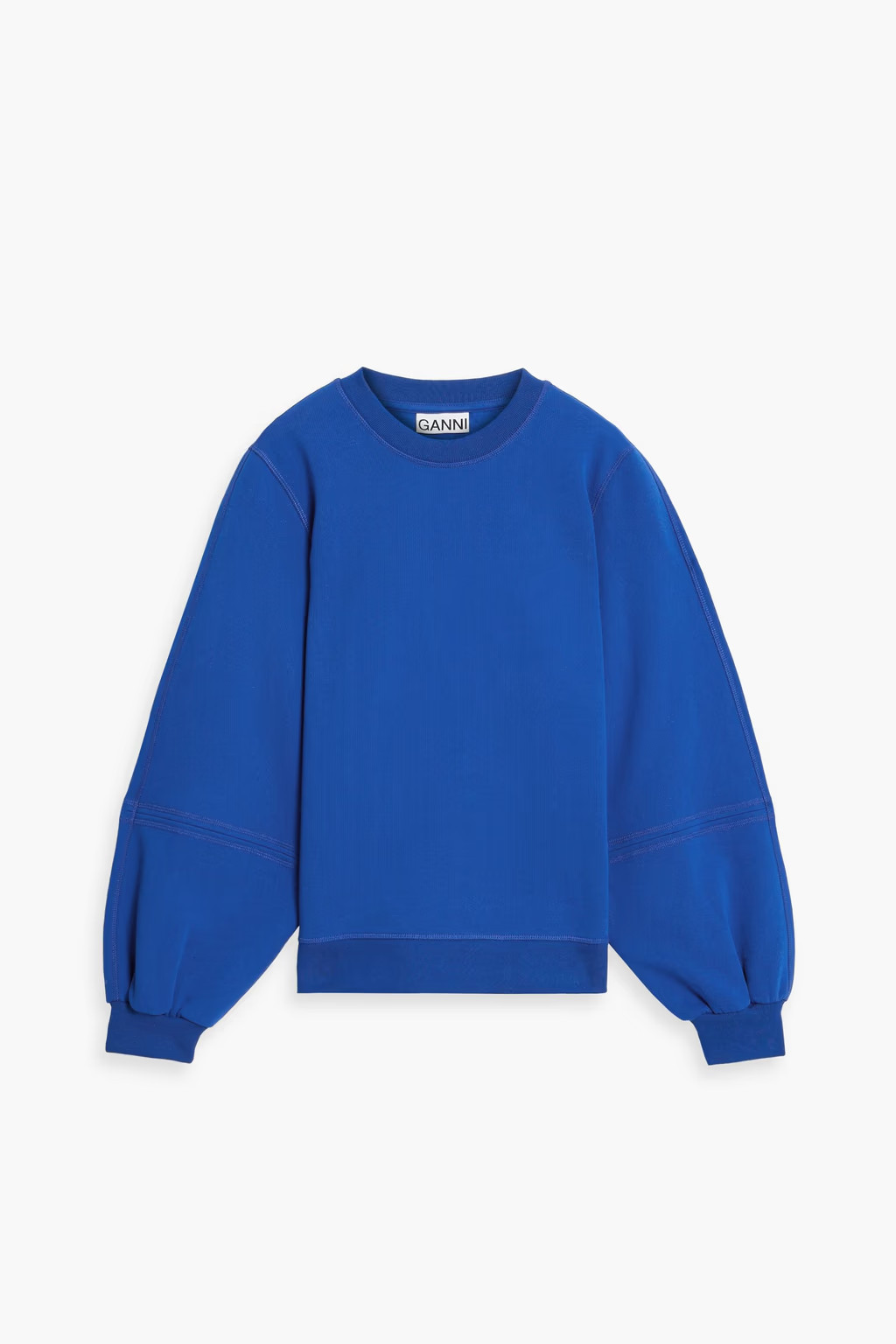 Royal blue Embroidered cotton-blend fleece sweatshirt | GANNI | THE OUTNET | The Outnet (US and CA)