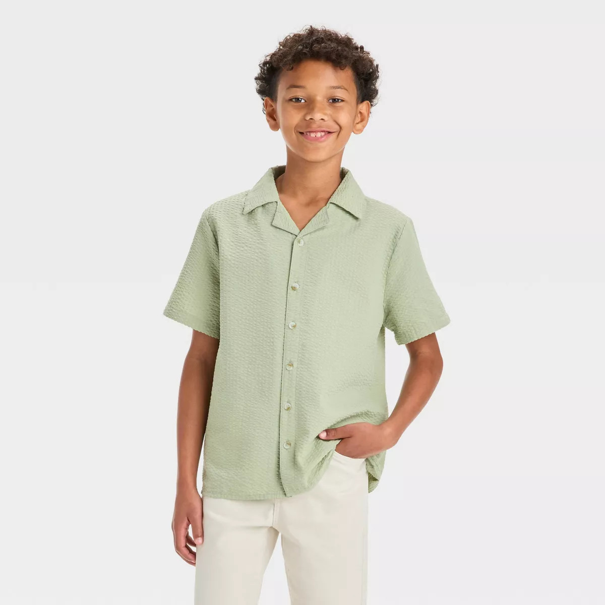 Boys' Short Sleeve Woven Button-Down Shirt - art class™ | Target