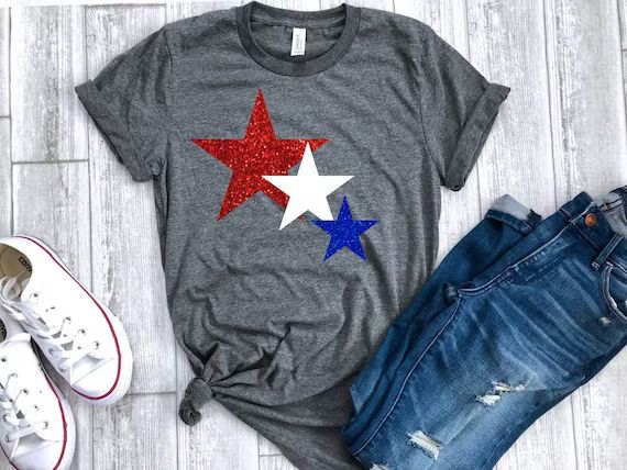 4th of July Womens Shirt Star Glitter Shirt Glitter 4th of | Etsy | Etsy (US)