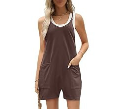 AUTOMET Women's Casual Sleeveless Shorts Jumpsuits with Pockets | Amazon (US)