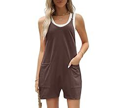 AUTOMET Women's Casual Sleeveless Shorts Jumpsuits with Pockets | Amazon (US)