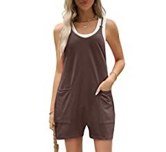AUTOMET Women's Casual Sleeveless Shorts Jumpsuits with Pockets | Amazon (US)