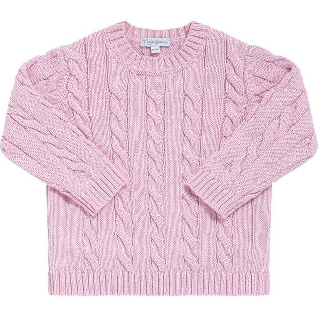 Nellapima | Cable Knit Sweater (Pink, Size 4Y) | Maisonette | Maisonette