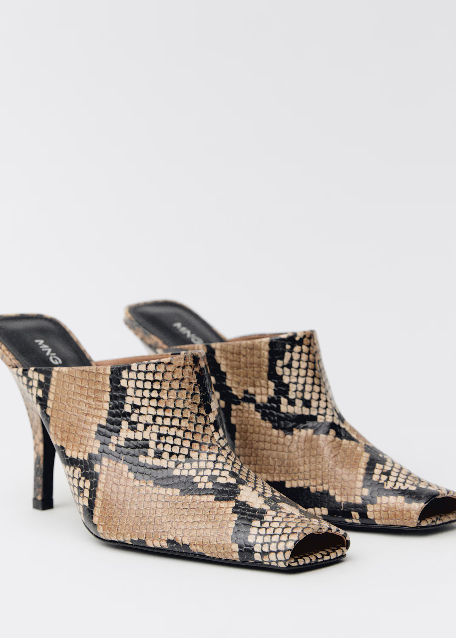 Animal-print open-back leather heeled shoes - Women | MANGO USA | Mango (US/MX/AU)
