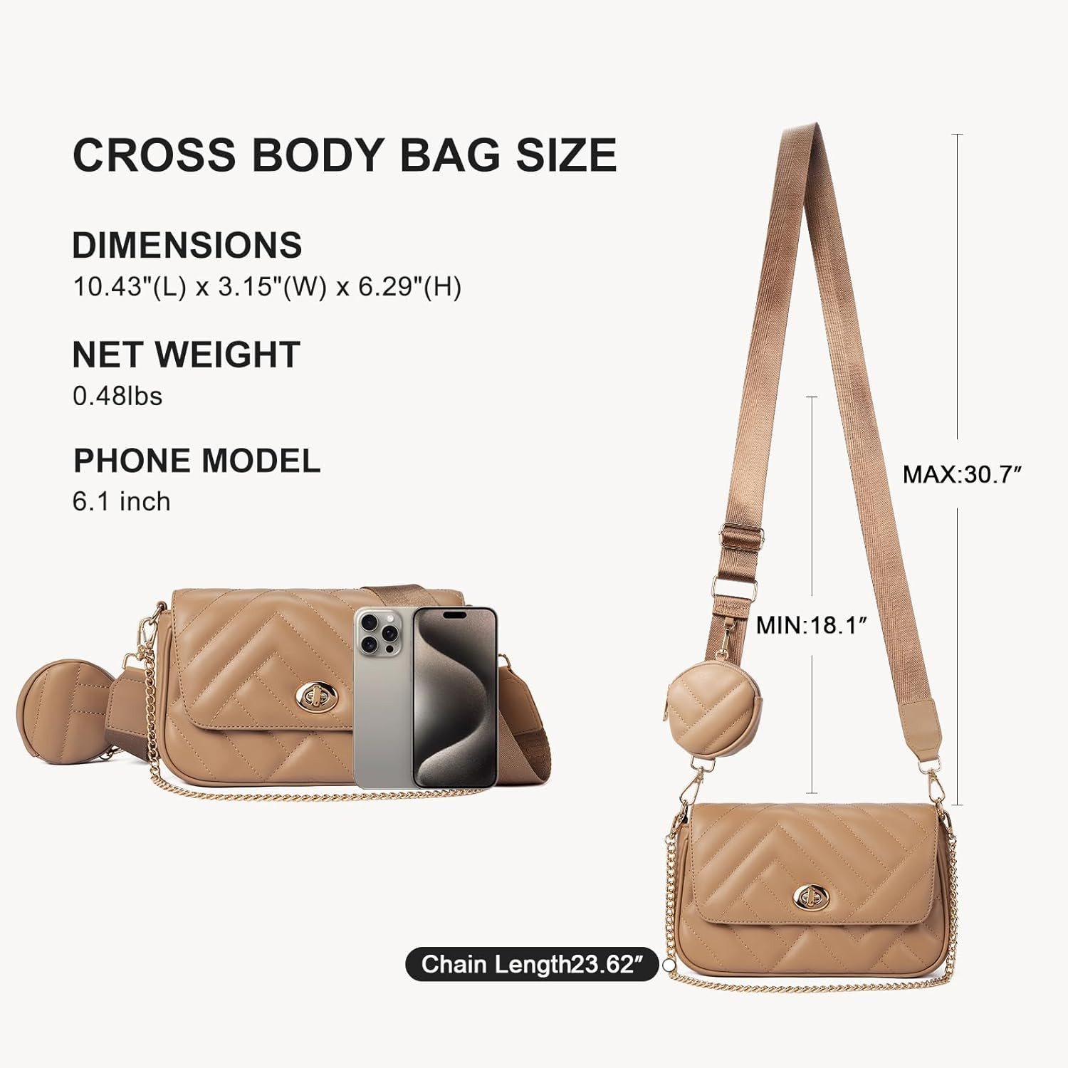 Telena Quilted Crossbody Bags for Women Trendy, Small Womens Leather Shoulder Bag with Coin Purse | Amazon (US)